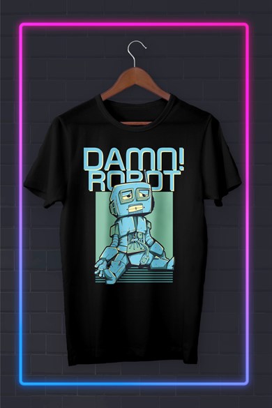 DAMN ROBOT - Basklı Tshirt